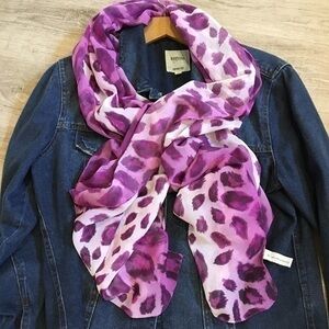 Nicole Marciano Purple Animal Leopard Print Oblong Scarf